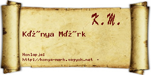 Kónya Márk névjegykártya